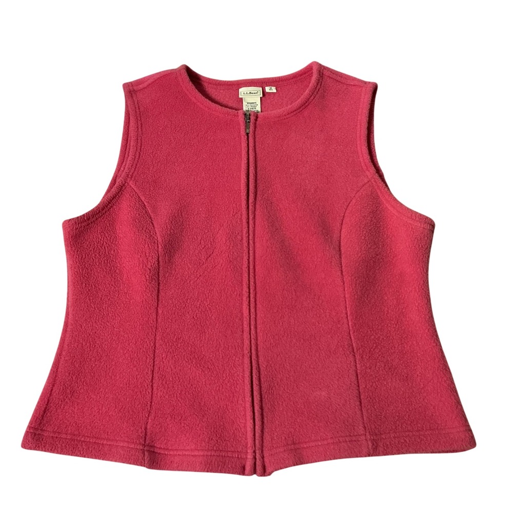 LL Bean Fleece Full Zip Vest Womens Granola Girl M Pink Gorpcore Layering